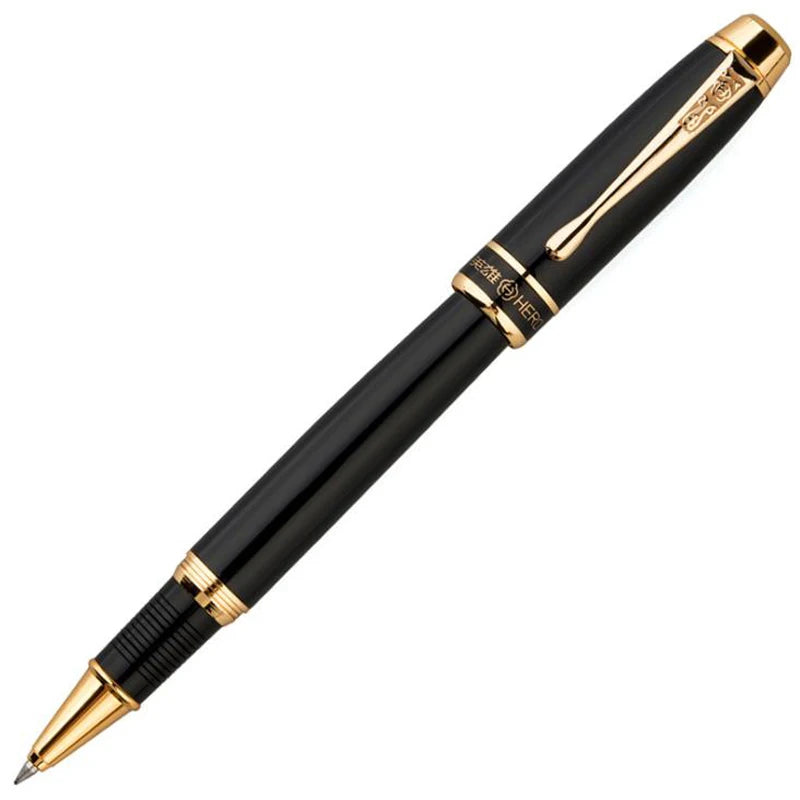 Hero 953 Black Vintage Metal Barrel Roller Ball Pen Gold Trim Refillable Professional Office Stationery Writing